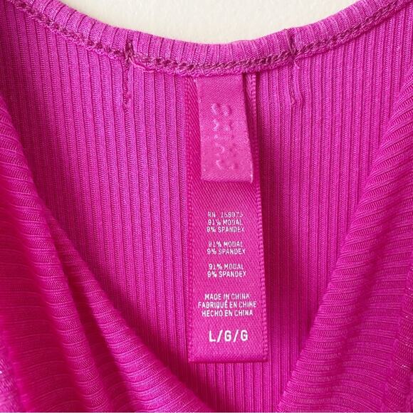 SKIMS | Ribbed Long Slip Maci Dress Fuchsia Foil Pink Shimmer Lounge Large - Picture 8 of 8